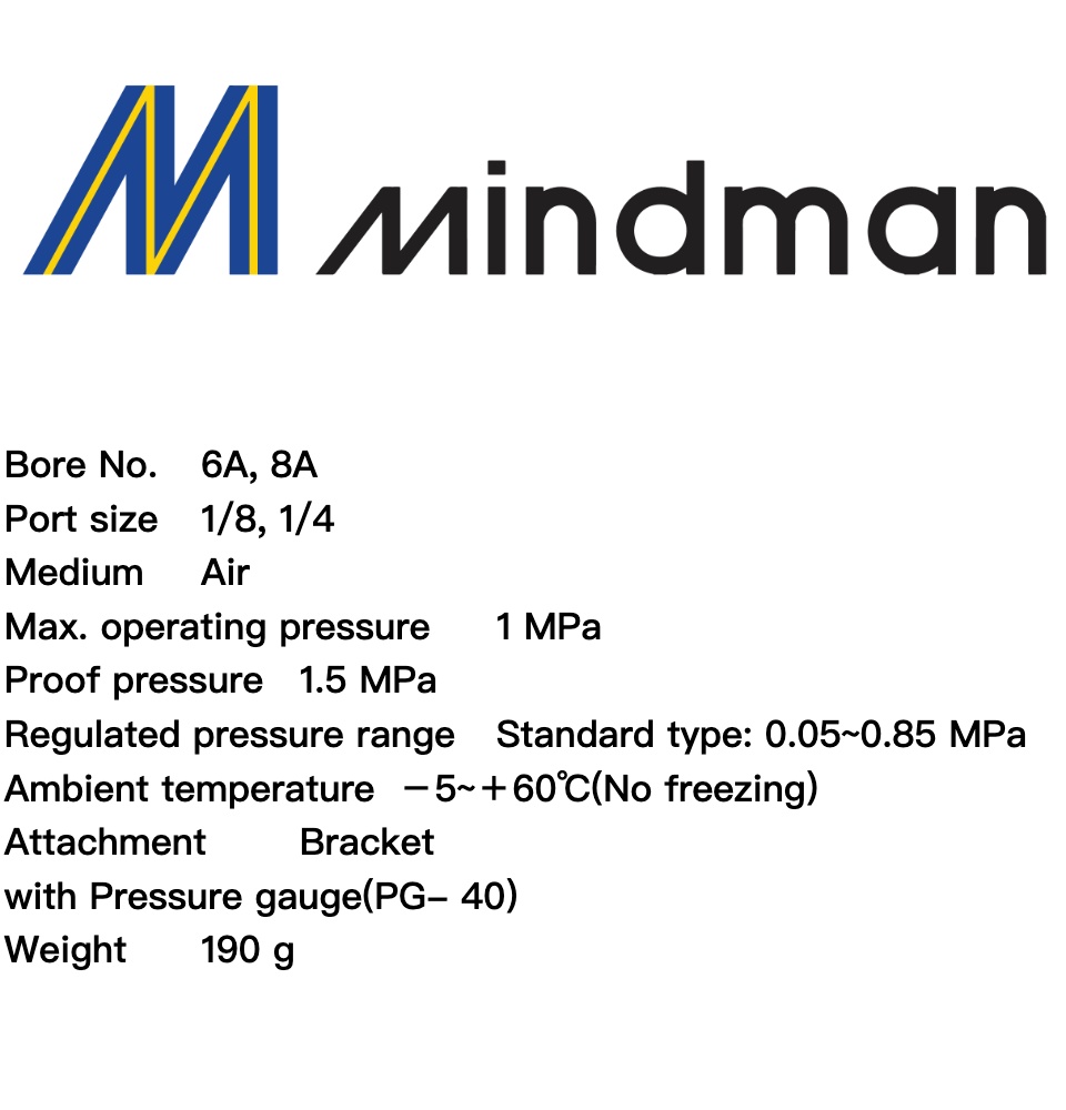 MINDMAN MAR200-8A-C with 1 Mpa Pressure gauge PG- 40 & L Bracket Regulator 