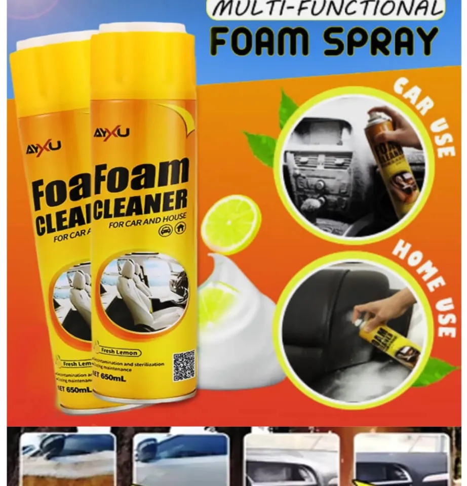 Axyu Foam Cleaner Spray For Car Cleaning & House - Lemon Scent - 650ml