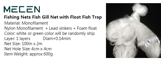 100mx2m Hole 6x6cm  Fishing Net Fish Gill Net with Float Fish Trap 