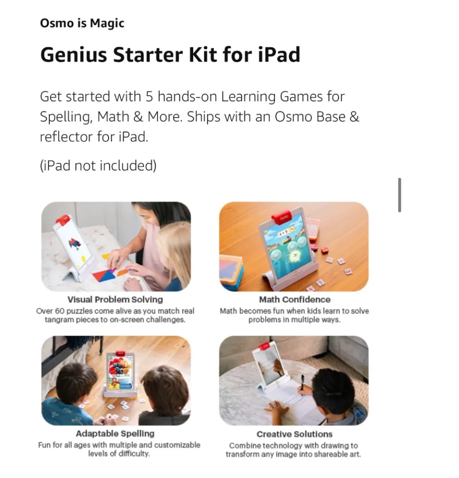 Osmo Genius Kit p/ iPad - 5 jogos educativos - 6-10 anos - Aprendizagem p/  verão - Matemática, ortografia, criatividade e mais - stem em Promoção na  Americanas