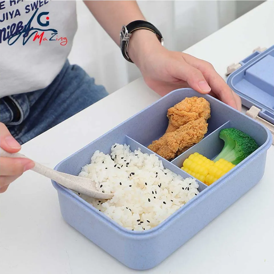 Lunch Box For Kids School Child Bags Bento Microwave Wheat Straw