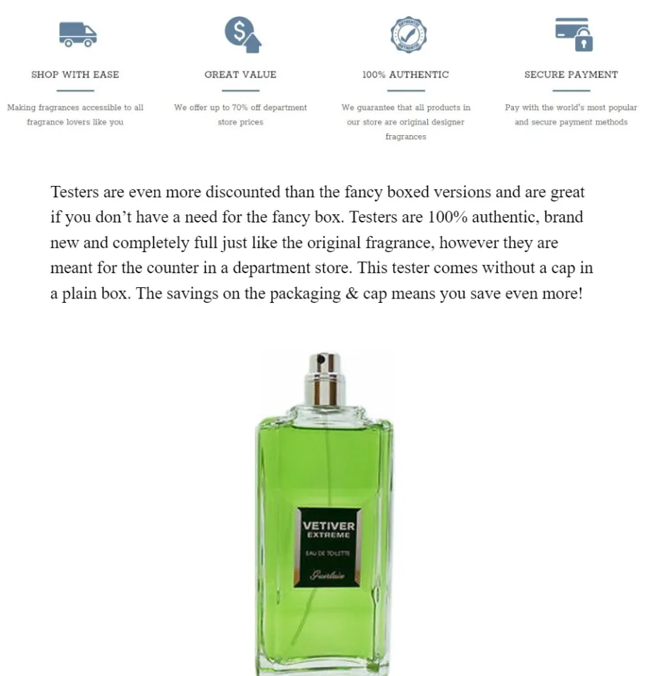 Guerlain Vetiver Extreme EDT for Men (100ml Tester) Paris Eau de Toilette  Intense Green [100% Authentic Perfume/Fragrance]