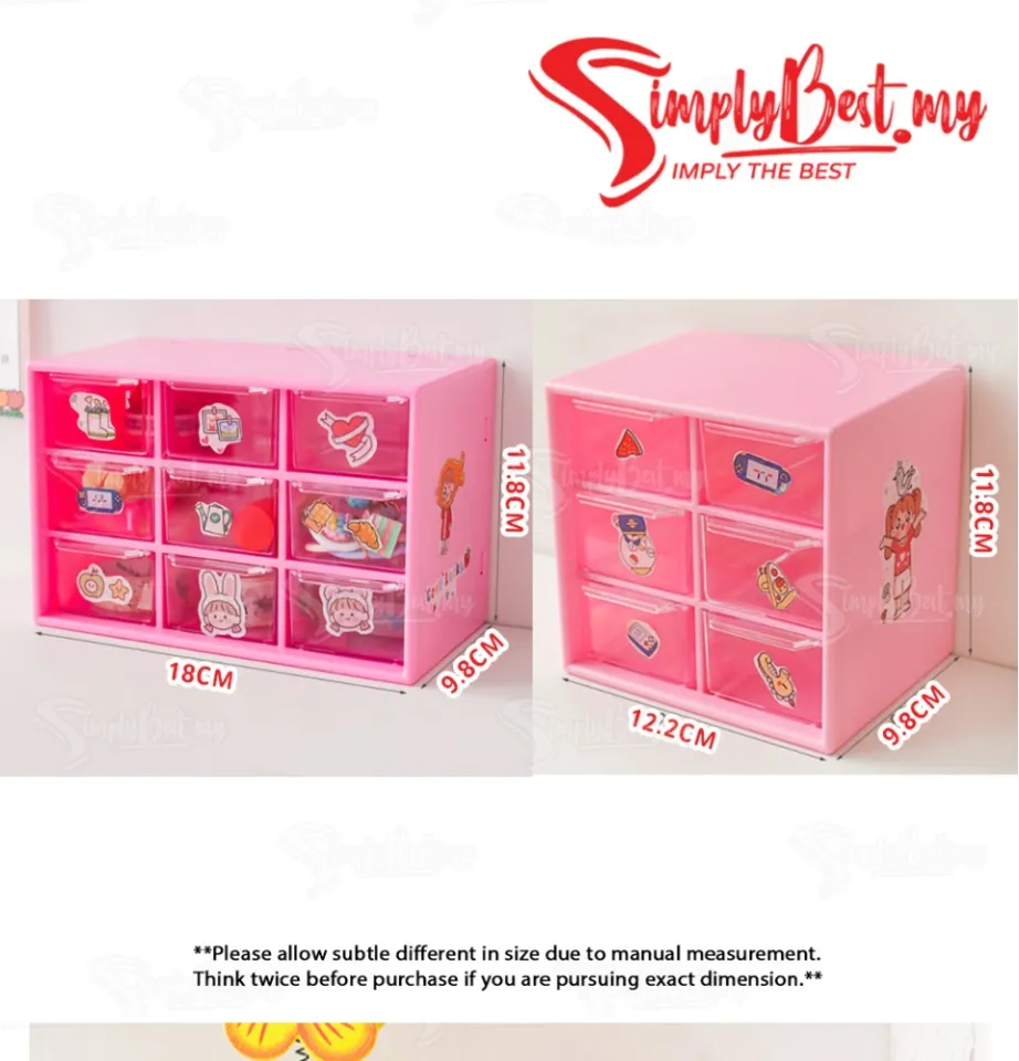 Mini Desktop Plastic 9 Drawer Storage Cabinet Organizer Art Craft w/ Hello  Kitty Stickers for DIY Crafts Art Supply Inspired by You.