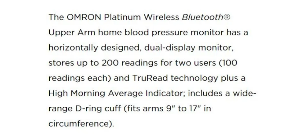 Omron BP5450 Platinum Wireless Upper Arm Blood Pressure Monitor