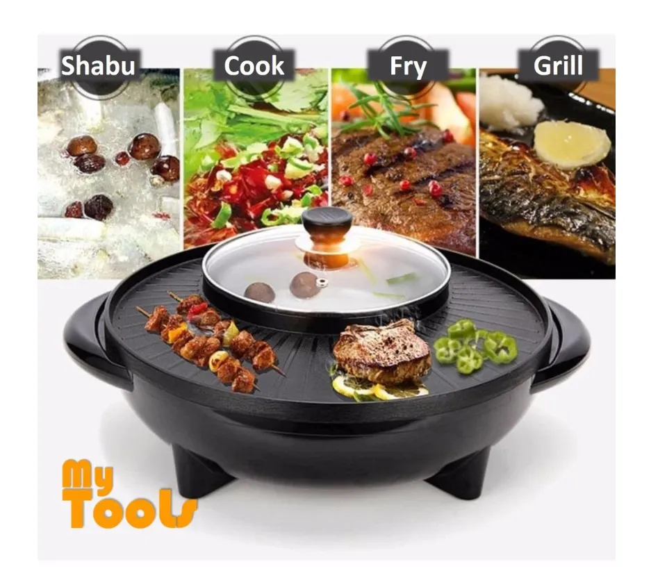 LIVEN Electric Shabu Shabu Hot Pot With BBQ Multifunctional Electric  Skillet 