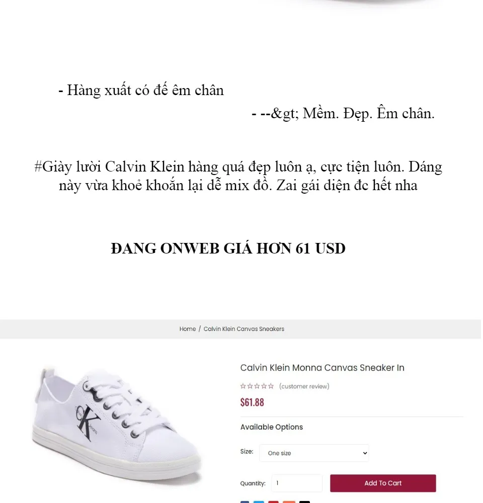 Giày thể thao Calvin Klein trắng xuất khẩu size 36-40 - Giày CK trắng  canvas VNXK 