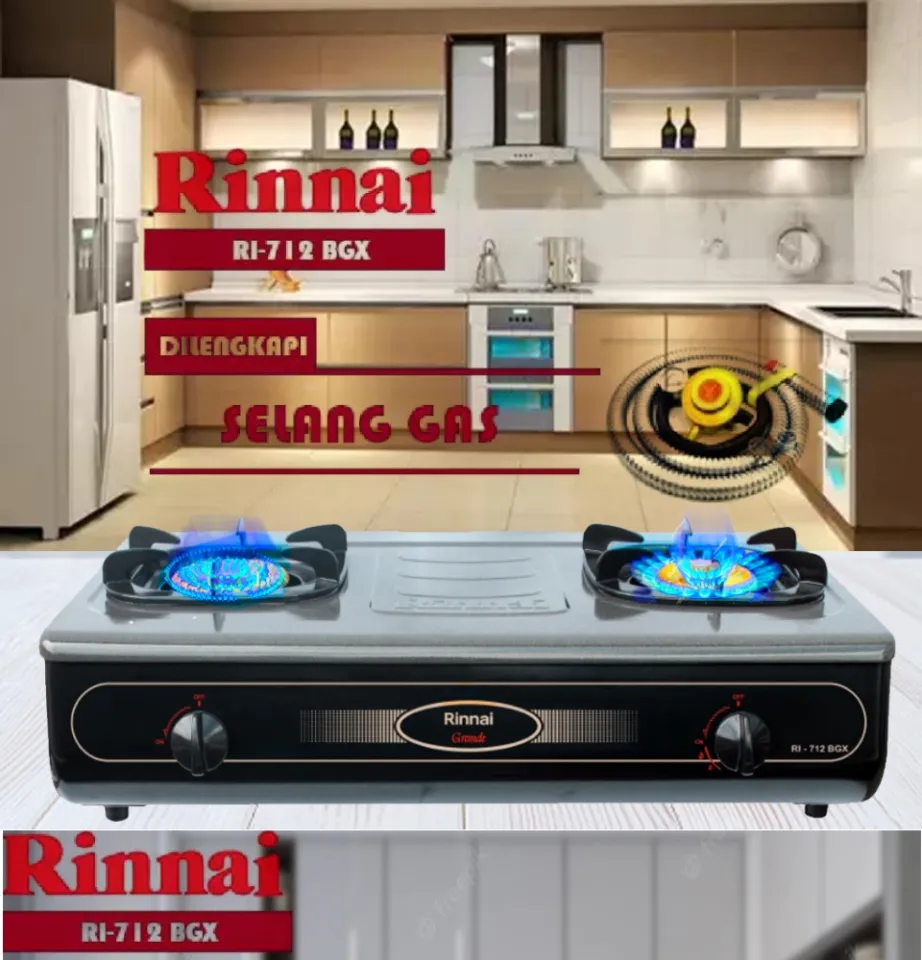 KOMPOR RINNAI 712 GBX API TURBO PROMO HARGA GLOSIR MURAH RINNAI 100 API  BESAR RI 712 BGX Kompor Gas 2 Tungku Top Plate - API BESAR API TORNADO (ADA  API LILIN)RINNAI 712 GBX | Lazada Indonesia