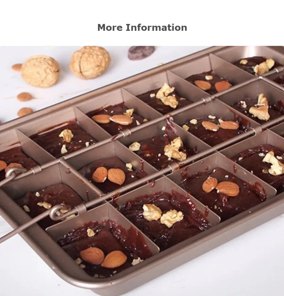 Brownie Pan with Dividers Nonstick Brownie Pans and Cutters, Make 18 Pre-Cut Brownies at Once Perfect Individual Brownie Baking Pan All Edge, 12x8