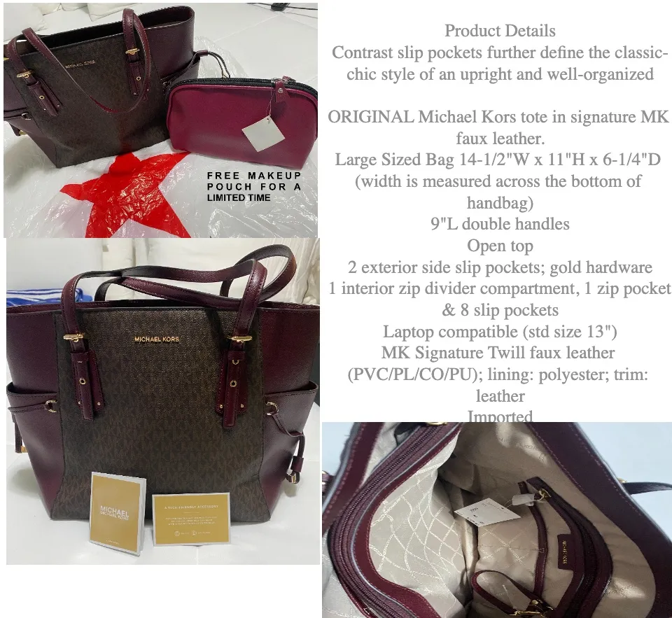 Michael Michael Kors Voyager East West Signature Tote (Vanilla 2)