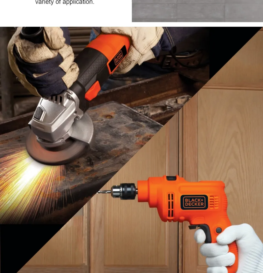 COD】 BLACK DECKER™ Combo Pack: TP555K-B1 10mm 550W Hammer Drill and G720 –  100mm 820W Small Angle Grinder