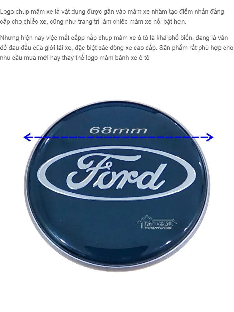 Logo chụp mâm bánh xe ô tô (1 cái logo) 68mm cho xe Ford Transit ...