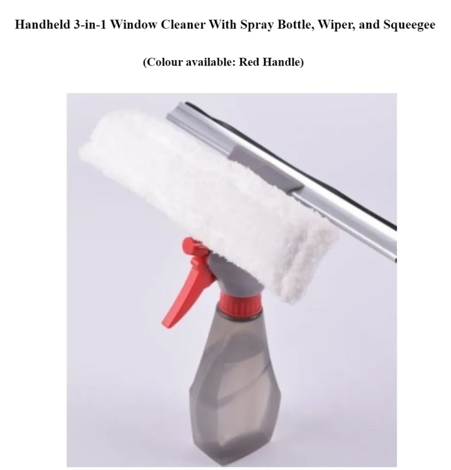 3-in-1 Window Cleaner With Spray Bottle, Wiper, and Squeegee