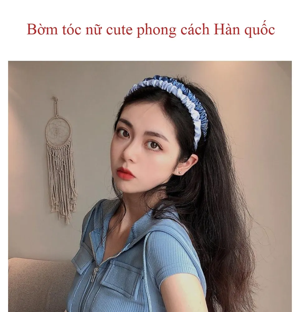 Băng Đô Cài Tóc bờm tóc có kẹp Đính hoa Hàn Quốc Xinh Xắn Cho Nữ
