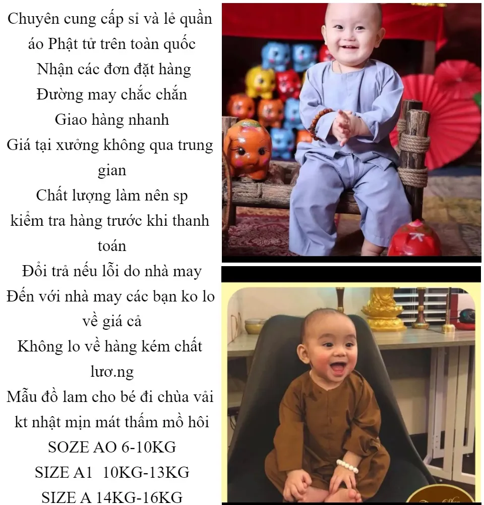 Vạc Hò Cho Bé #Đồ Lam Cho Bé#Đồ Phật Tử Cho Bé Đi Chùa | Lazada.Vn