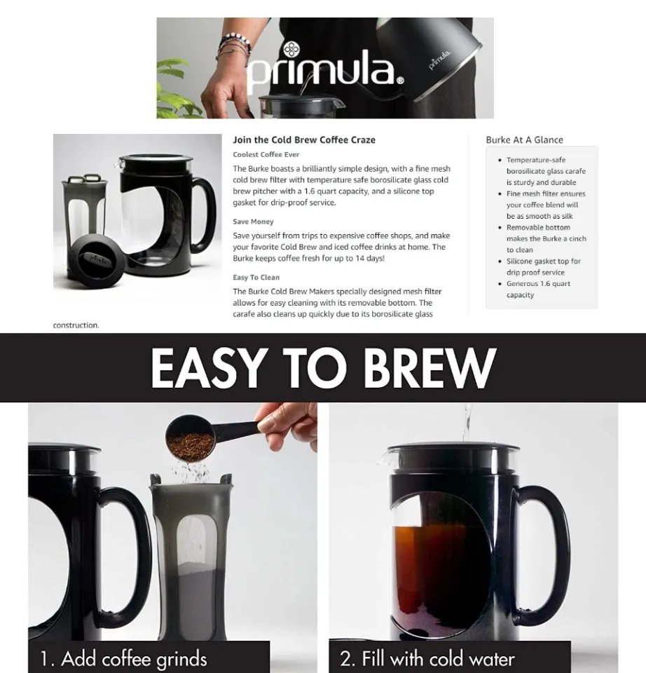 Primula Burke Glass Cold Brew Iced Coffee Maker with Removable