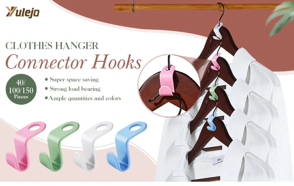 100Pcs Clothes Hanger Connector Hooks, Super Space Saving for Closet Heavy  Duty Cascading Hanger Extender Hooks Plastic Closet Hanger Organizer (White
