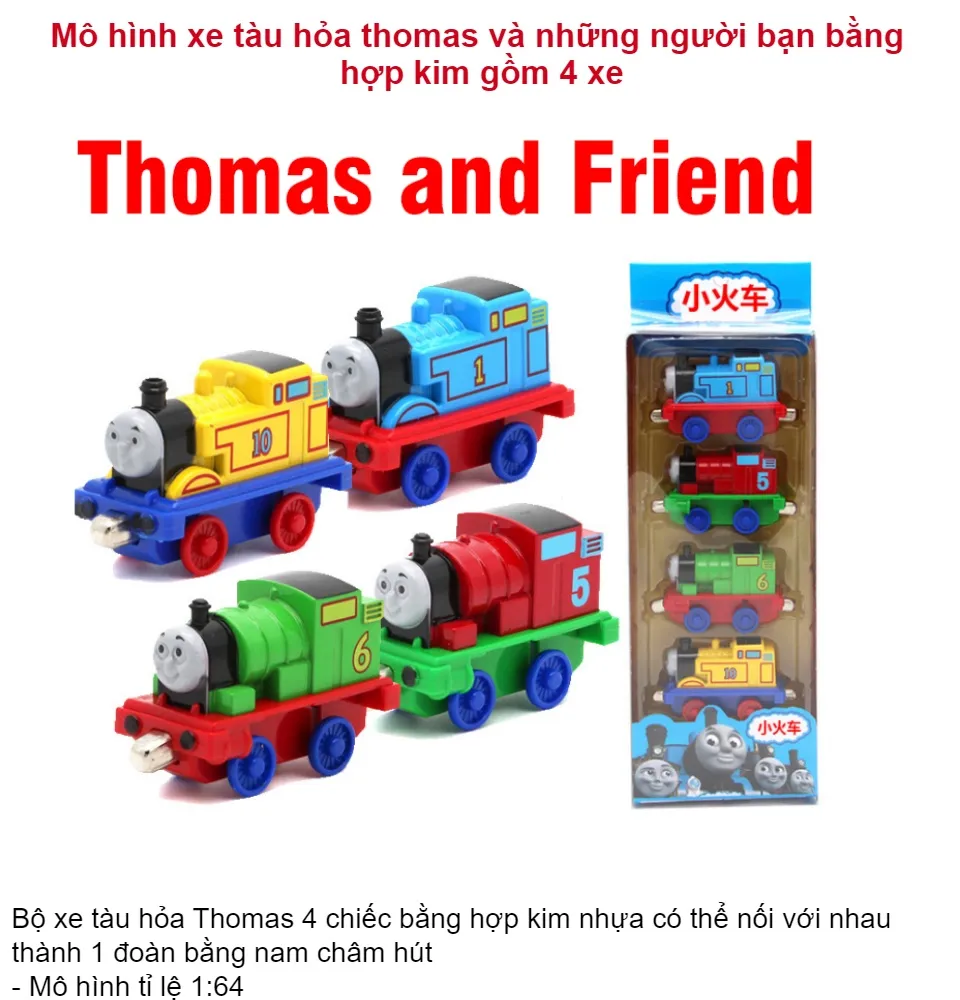 Mô hình tàu hỏa Thomas and Friend gồm 4 chiếc bằng hợp kim đồ chơi ...