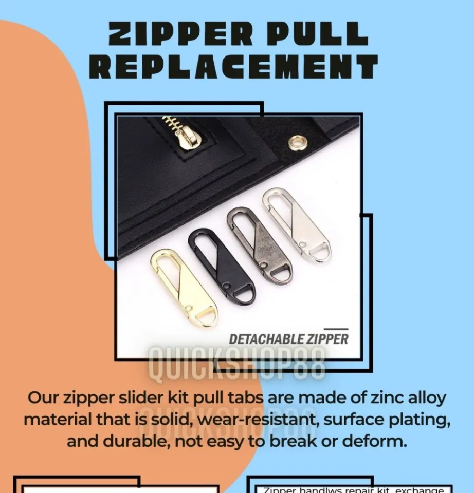 10pcs] Zipper Pull Replacement - Thin Hook Instant Zipper Repair Kit  Universal Zipper Fixer Repair Head Replacement Kit for Luggage Bags -  Slider Zipper Pull Replacement for Jacket Wallet