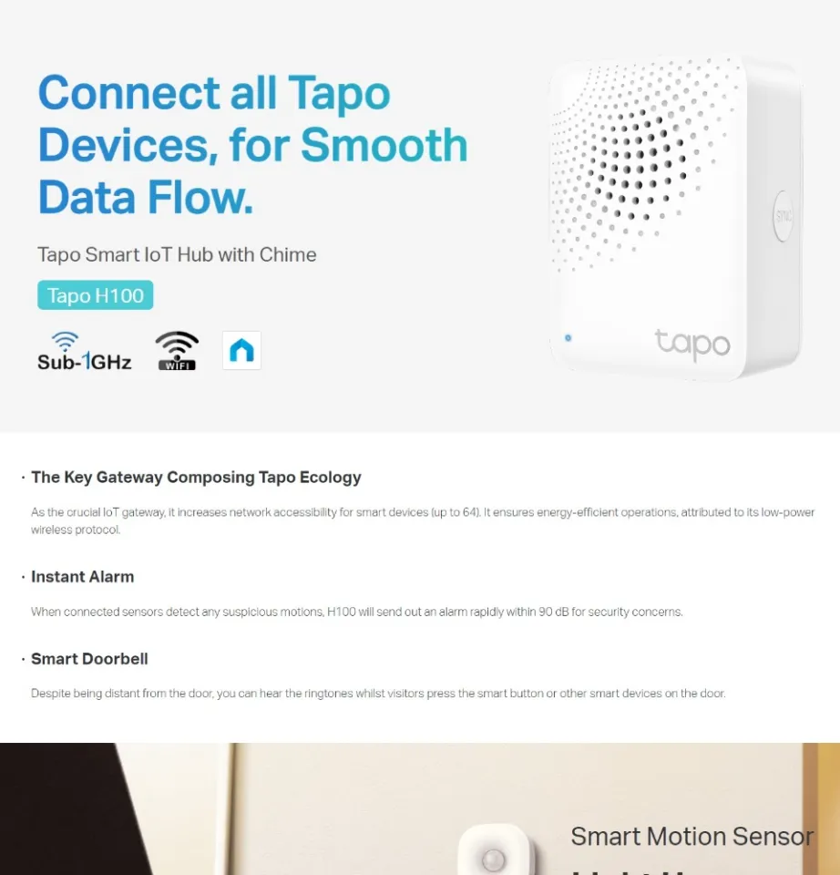 TP-Link Tapo H100 / T100 / T110 / T310 Smart Home IoT Hub Smart