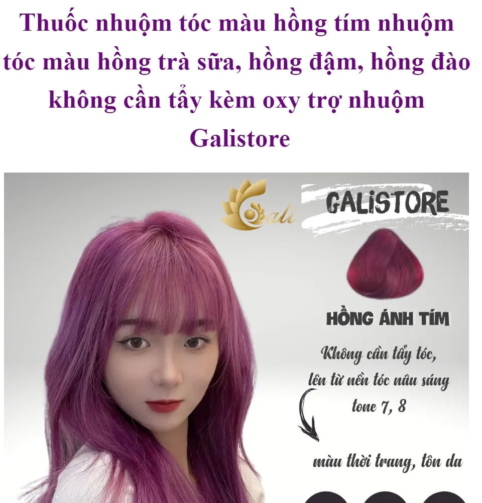 Thuốc nhuộm tóc màu hồng tím là lựa chọn tuyệt vời cho những ai muốn thể hiện sự nổi bật và cá tính của mình. Hãy xem hình ảnh để khám phá vẻ đẹp rực rỡ và huyền bí của màu hồng tím này.