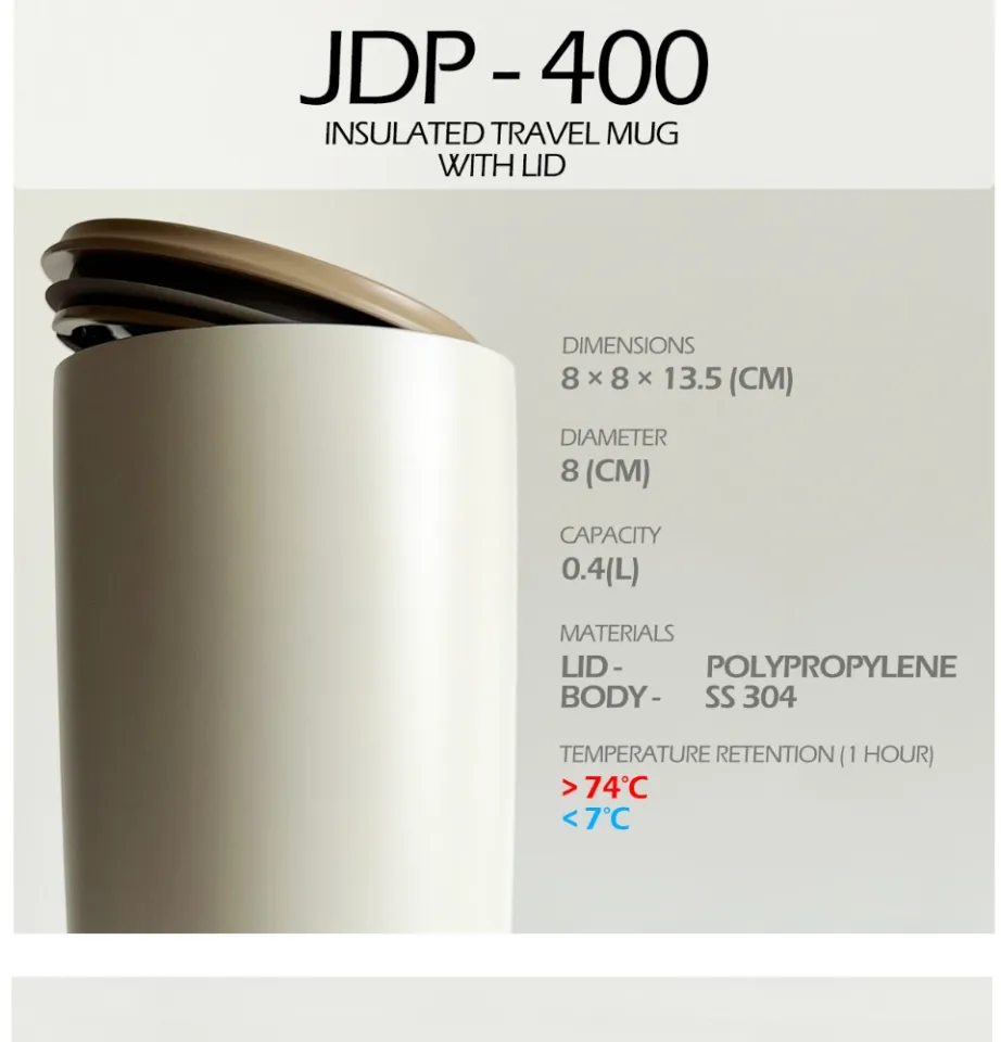 JDP-400 400ml Insulated Travel Mug with Lid - Thermos Malaysia