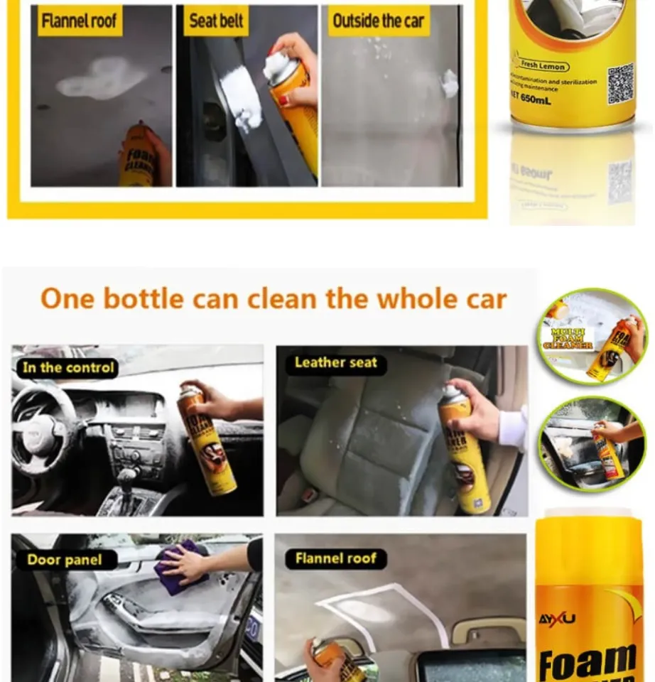 Axyu Foam Cleaner Spray For Car Cleaning & House - Lemon Scent - 650ml
