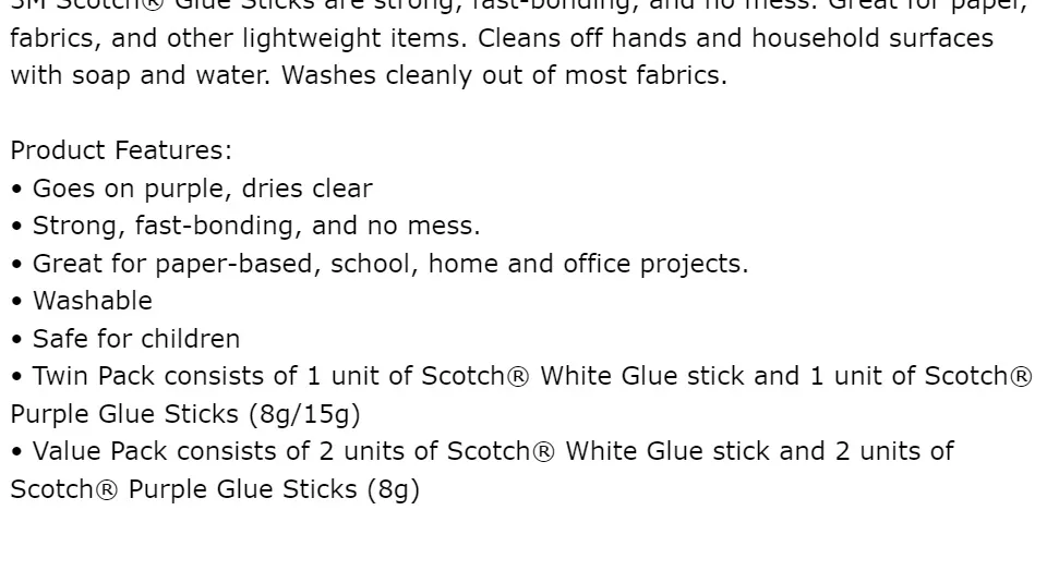 3M™ Scotch® Permanent Glue Stick, Safe for Children, 2 pcs/pack, For school  & office use and arts & crafts