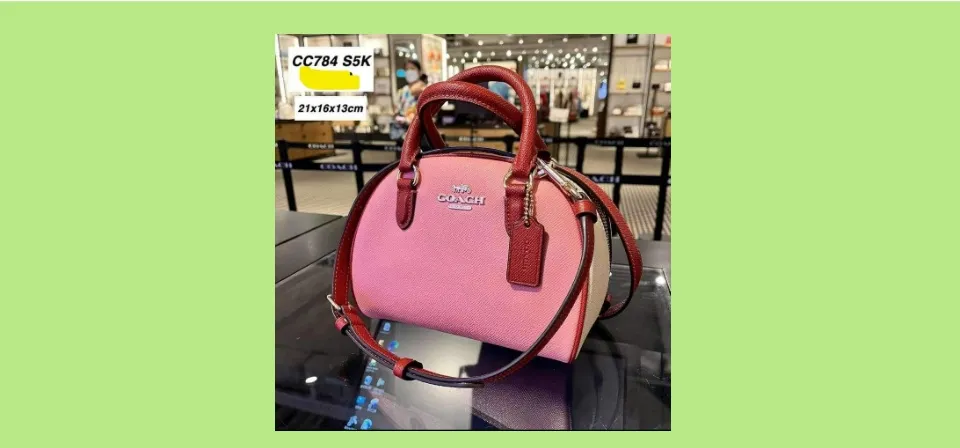 Coach CC784 Sydney Satchel In Colorblock In Gold/Candy Pink Multi