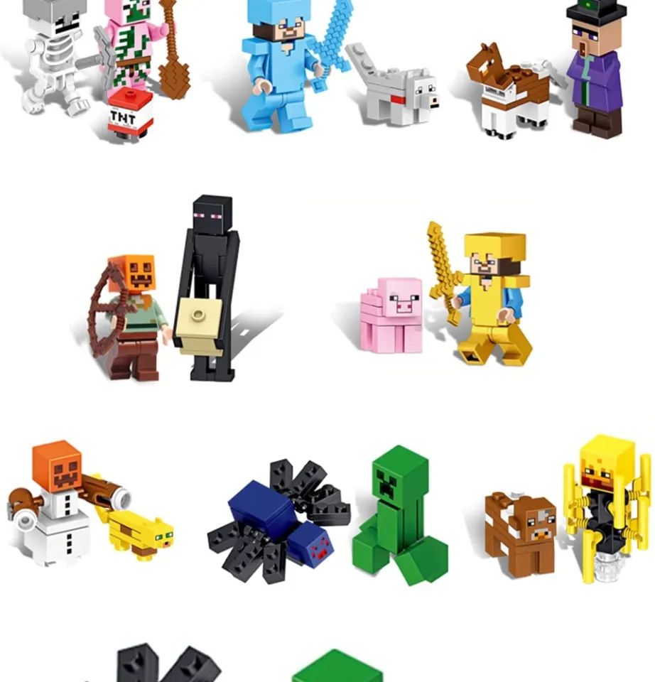 22 Pcs Miner Minifigures Building Blocks Toys Set, Game Pixelated Miner  Character Action Figures Building Kits Collection StitchingToy for Boys  Kids Fans 