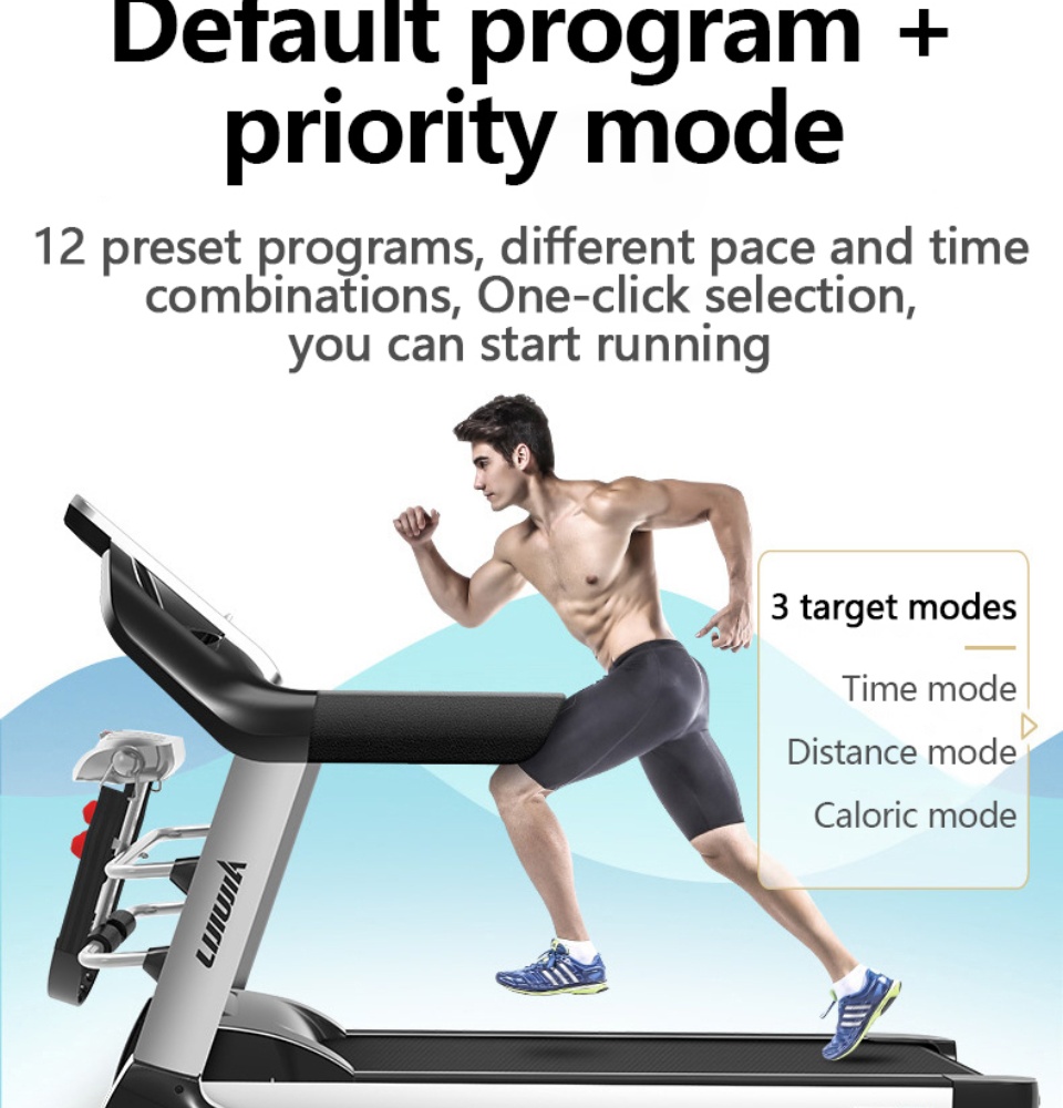 no bland Treadmill Running Machine Running Incline HD Screen Mute Foldable Fixed Slope,1-10Km/H,Household 