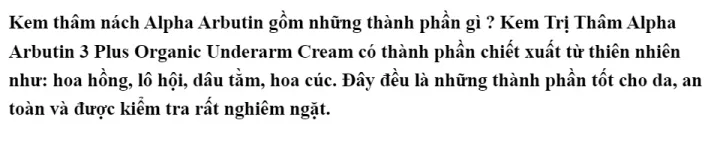 che tên SP - Kem dưỡng trắng giảm thâm nách khử mùi Alpha Arbutin Thái 50g