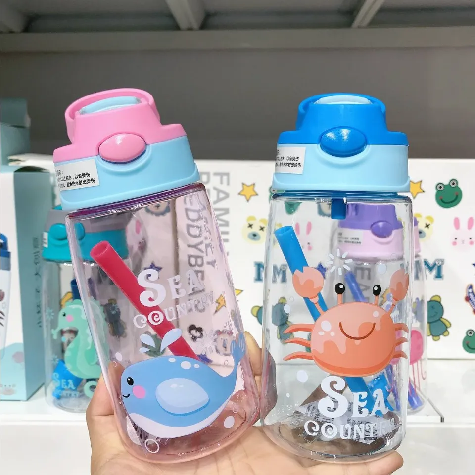 Kids Water Sippy Cup, Creative Cartoon Baby Feeding Cup With Straw