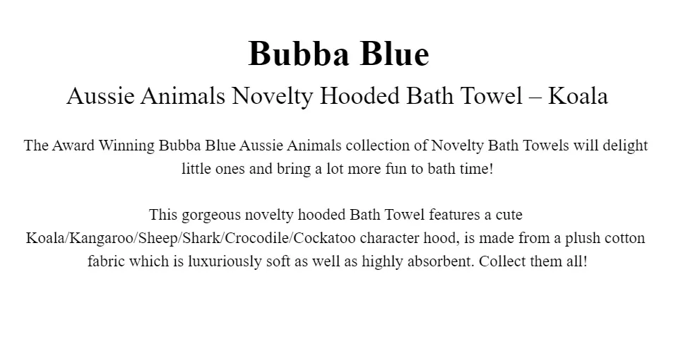Bubba Blue Aussie Animals Novelty Hooded Bath Towel – Koala | Lazada