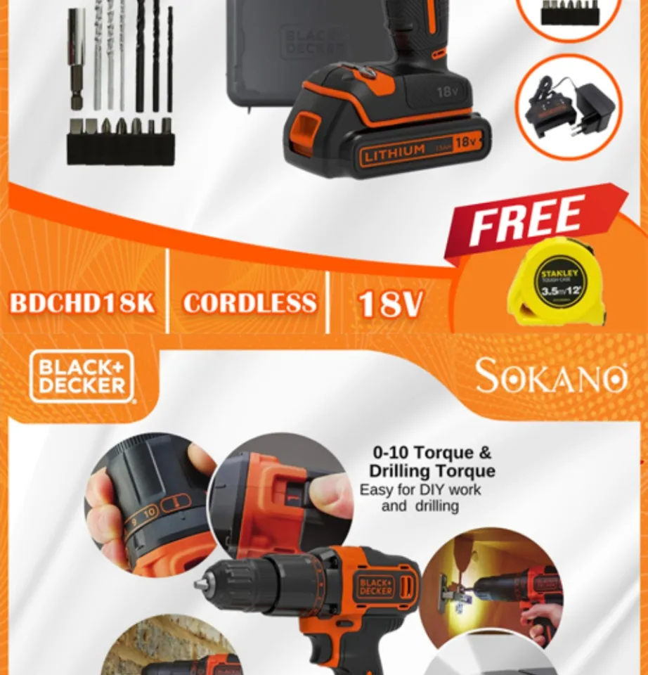 Black & decker BDCHD18K-QW Hammer Drill Cordless Orange