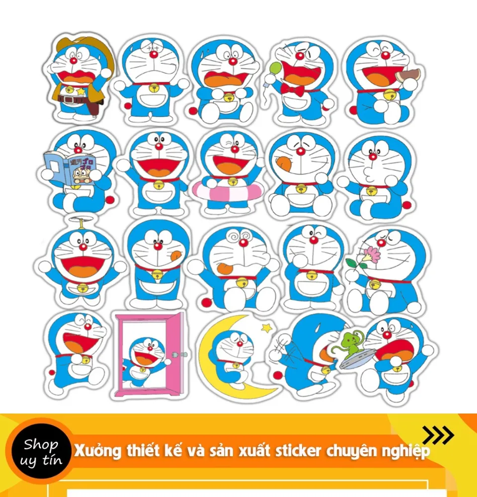 Sticker Doraemon cắt sẵn Khổ A5,dán xe cute,Decal Dán Mũ Bảo Hiểm ...