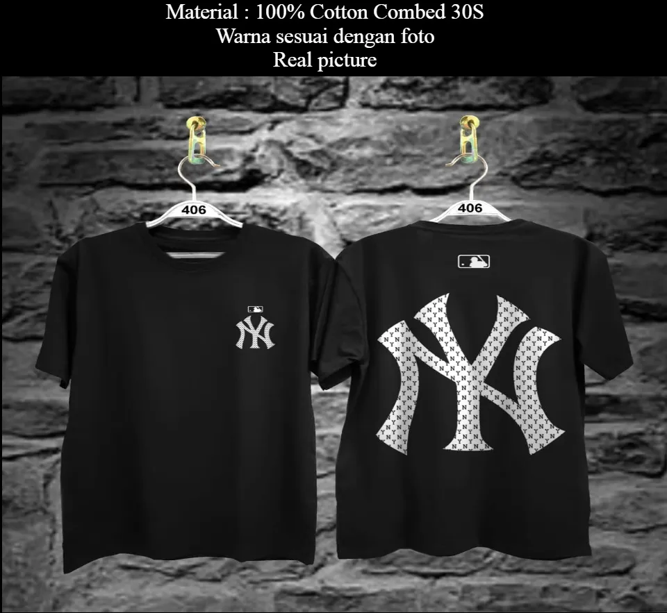 Kaos Baju Pria Wanita New York Yankees MLB Bahan katun