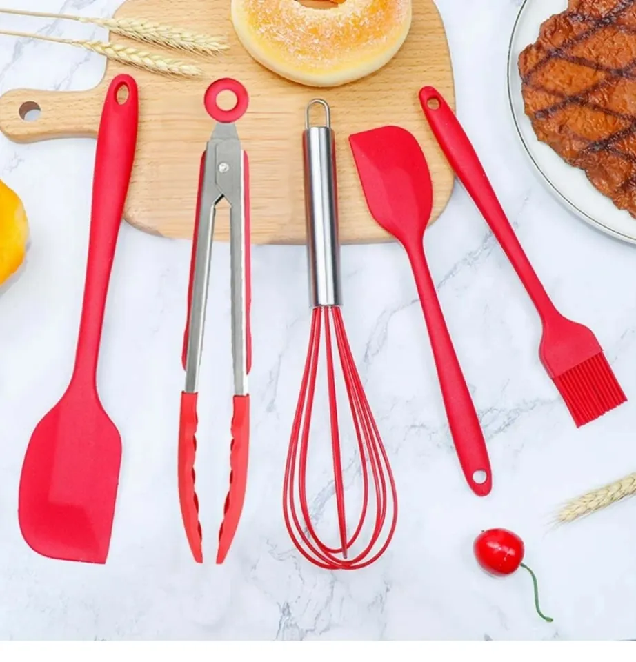 5pcs/Set Heat Resistant Silicone Kitchen Utensil Set, Non-Stick Silicone  Spatulas For Home Cooking