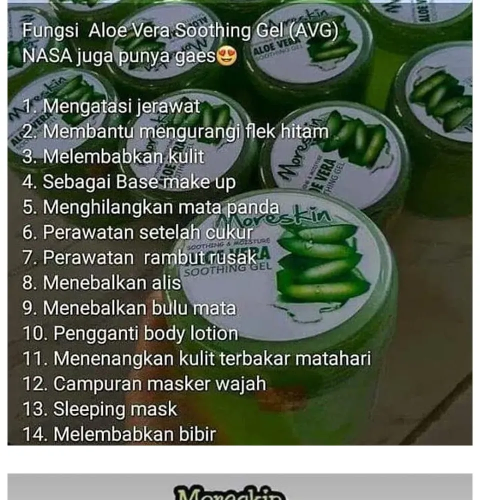 Moreskin Aloevera Soothing Gell Masker Wajah Herbal Terbaik Original Produk Nasa Sragen Grup Lazada Indonesia