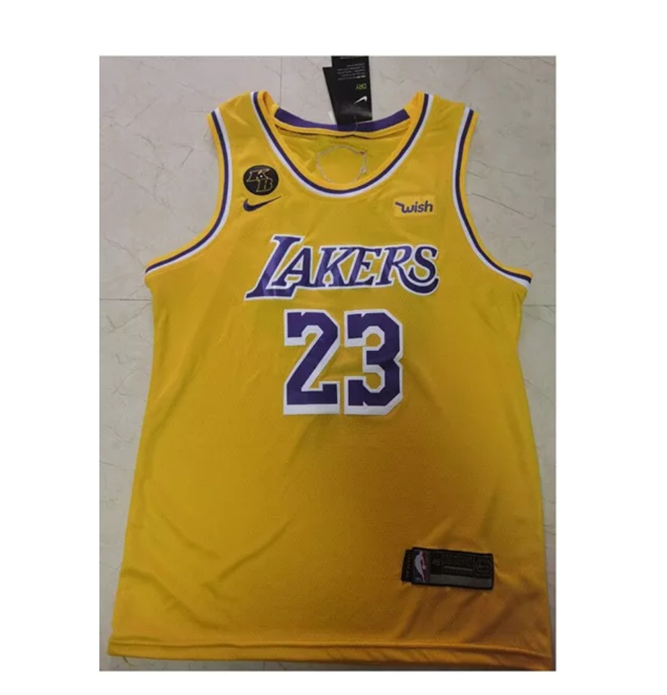KB Badge LeBron James #23 Los Angeles Lakers Basketball Jersey Stitched White 
