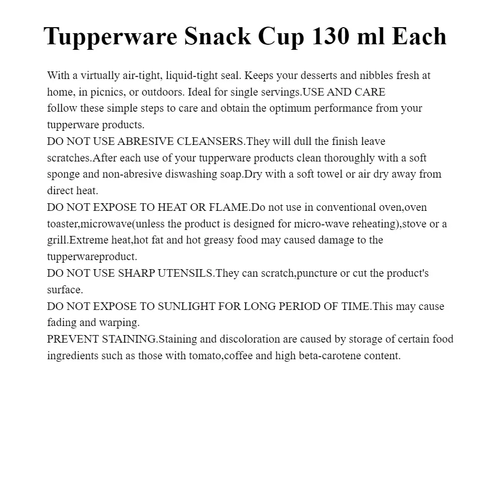 SNACK CUPS 110 ml – TUPPERWARE-KSA
