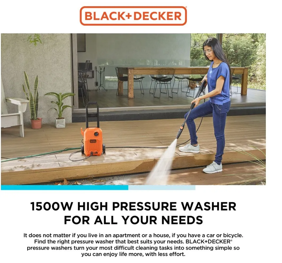 Buy Black+Decker BEPW1750-IN 1500W 120 bar Plastic Black & Orange