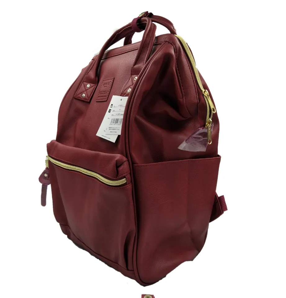 Real Photo) Japan Anello Bag PU Leather Backpack AT-B1211 Warna Wine Red