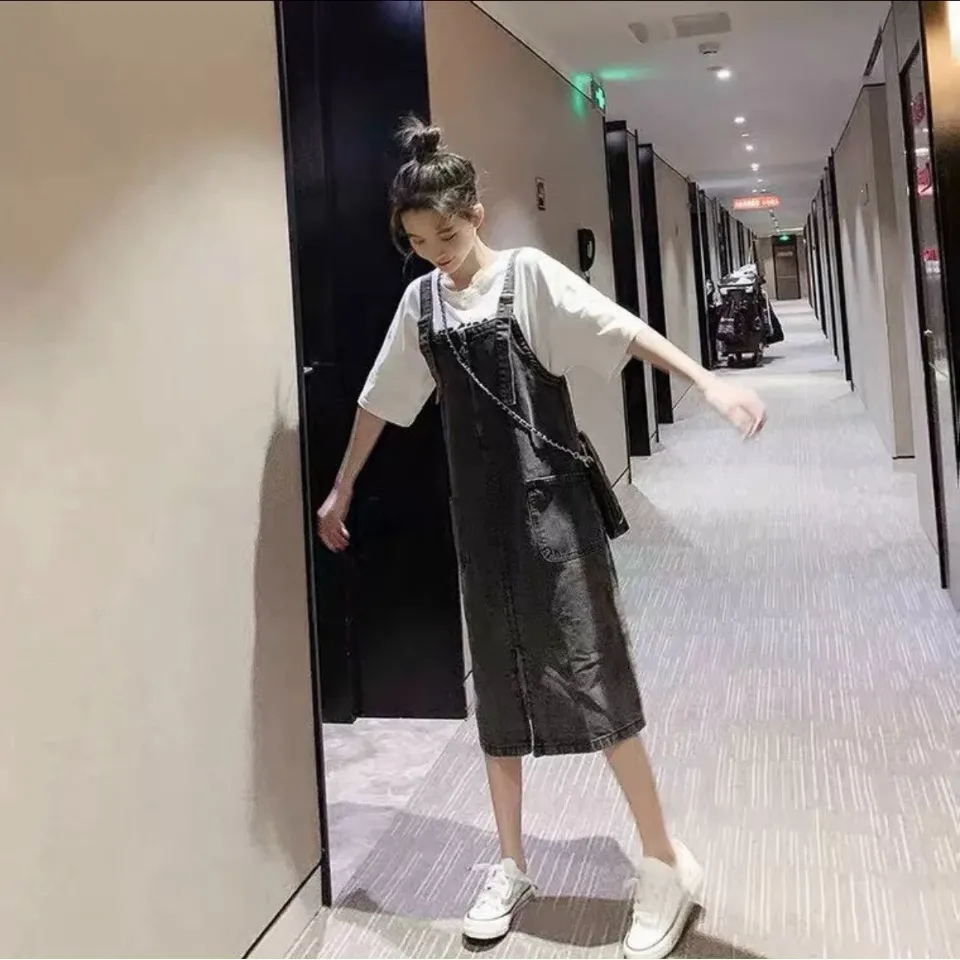 Đầm maxi form rộng Đầm yếm dáng suông dài qua gối Cao Cấp  MiNhi  MiNhi  Fashion