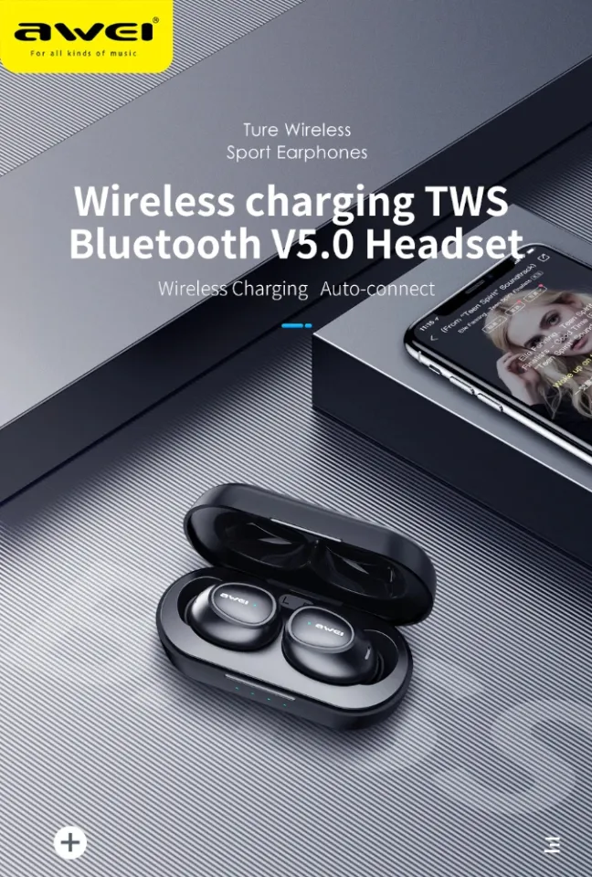 AWEI T6C TWS Bluetooth 5.0 Earphone True Wireless Earbuds 3D