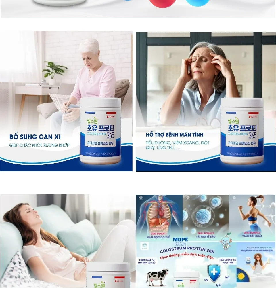 Sữa non Colostrum Protein 365 Nhập khẩu Hàn Quốc - Hỗ trợ một số bệnh mạn tính