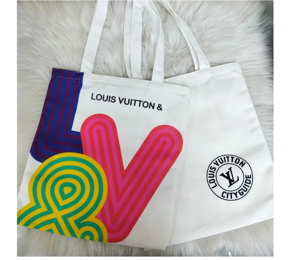 L.V. Canvas Tote Bag with Zipper Women Shopper Bag Shoulder Bag Gift