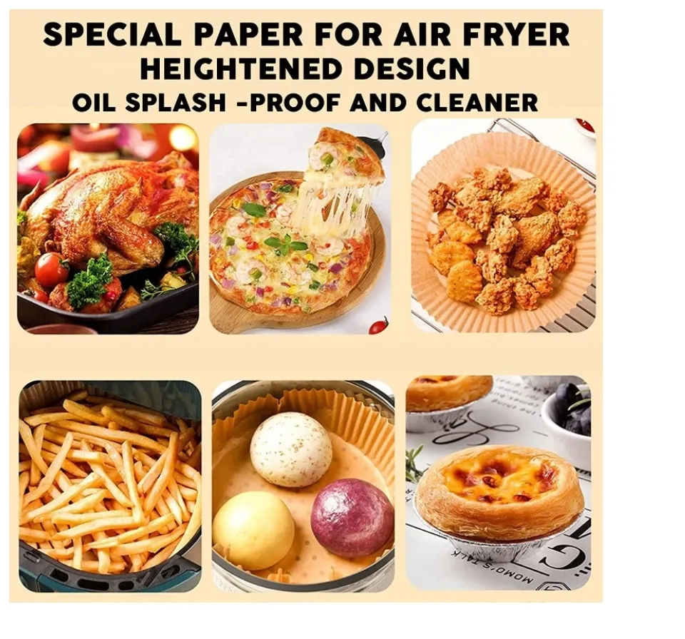 50pcs Air Fryer Parchment Paper Liners, Waterproof & Oilproof Parchment  Paper, Round Shape (6.3 Inches) White Color