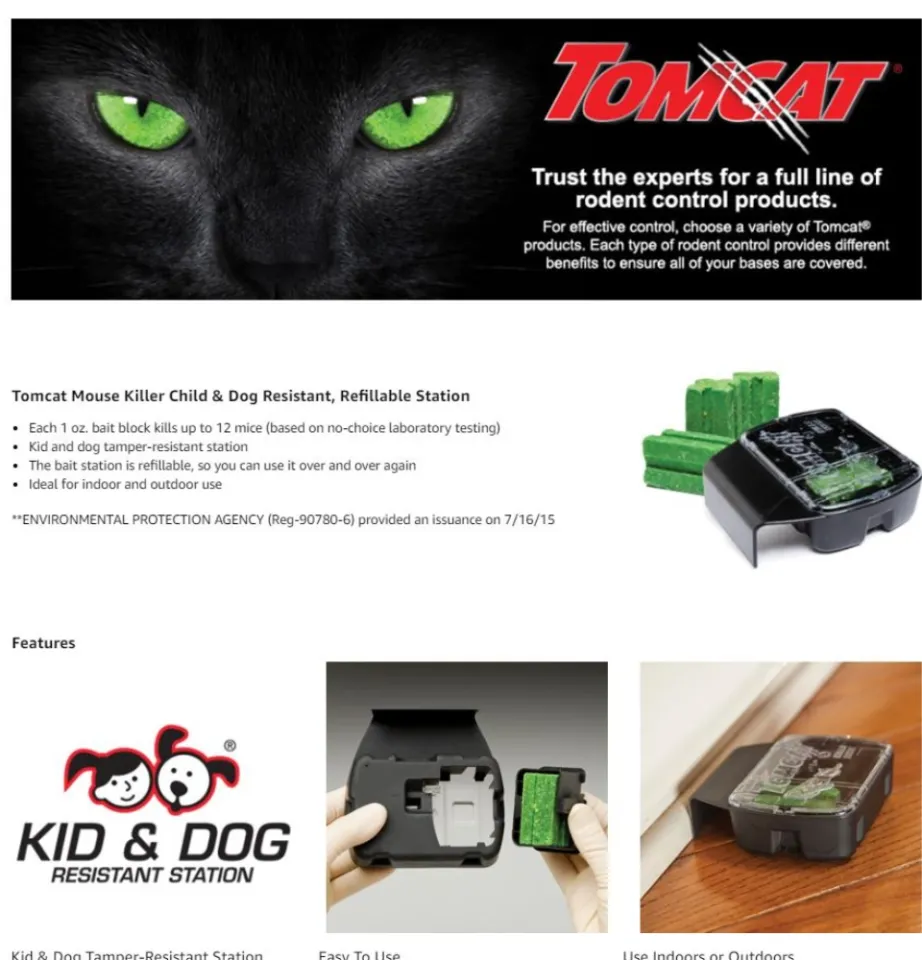  Tomcat Mouse Killer Child & Dog Resistant, Refillable