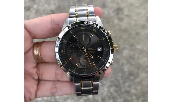 Seiko Chronograph Quartz SKS565P1 Stainless Steel Watches Men (Black/Gold)  | Lazada