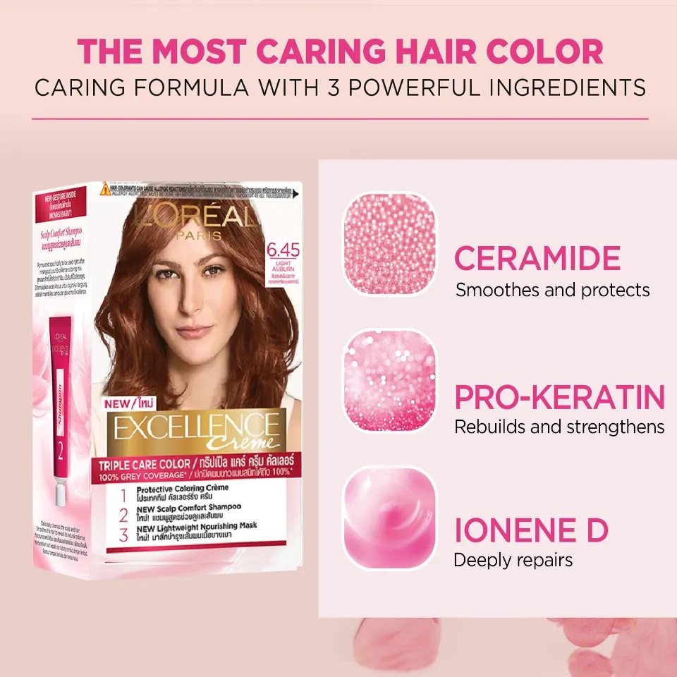 L'Oreal Paris Excellence Crème Hair Color - #6.45 Light Auburn | Lazada  Indonesia